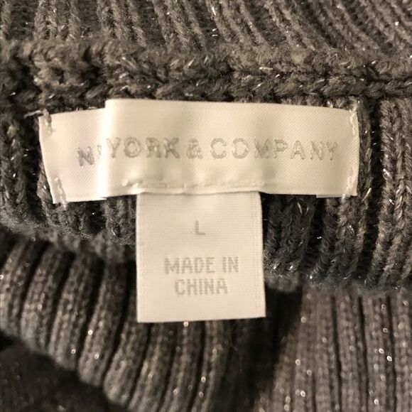 New York & Co. Sleeveless Cowl Neck Sweater Dress Gray Metallic LARGE - Picture 6 of 7